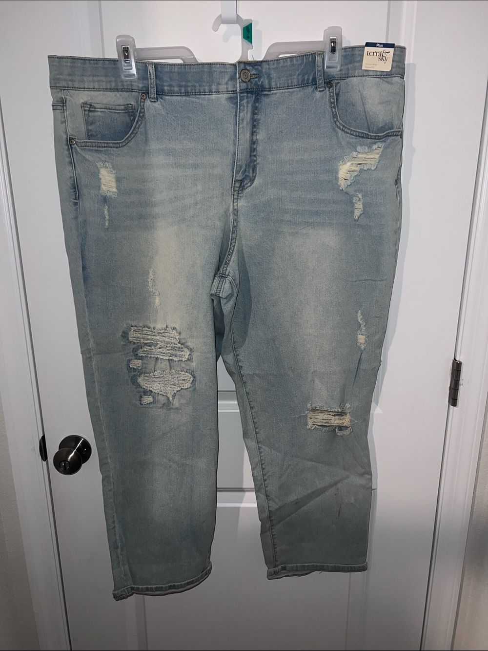 Terra & Sky Light Blue Distressed Relaxed Fit Jeans